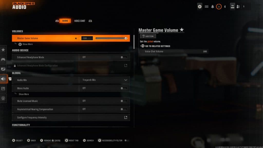 Black Ops 6 Configurações de áudio