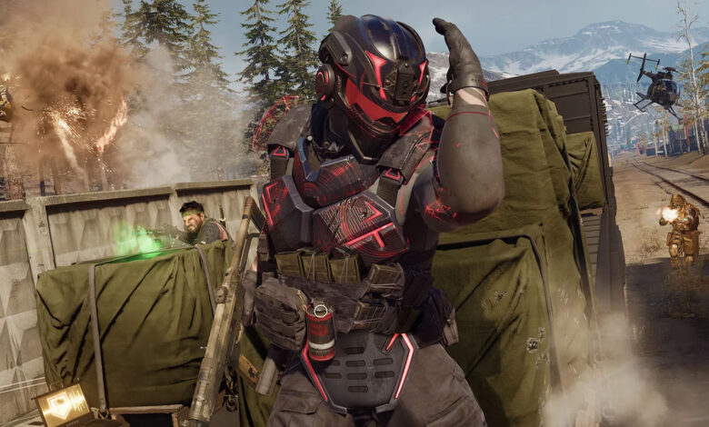 Warzone player with SMG