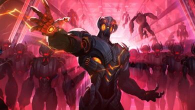 A screenshot featuring Scarlet Witch Chaos Gown skin in Marvel Rivals.