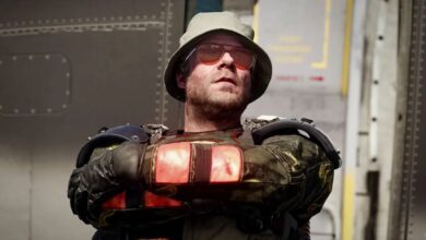 Black Ops 6 character with bucket hat on and arms folded
