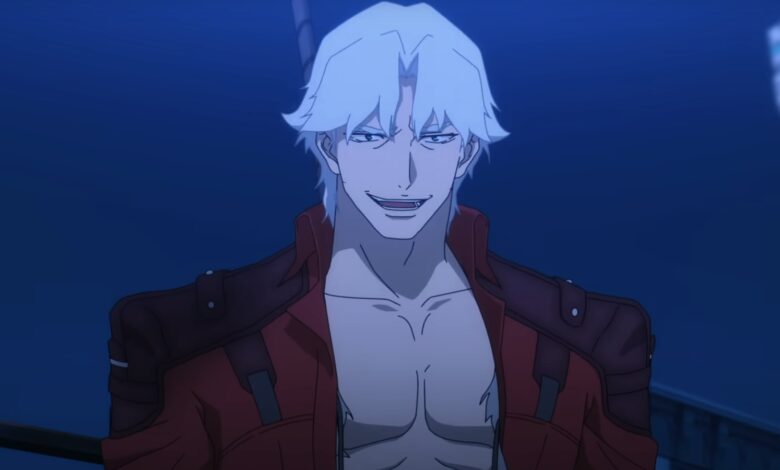 A photo of Asmongold and a character from Netflix's Devil May Cry anime.