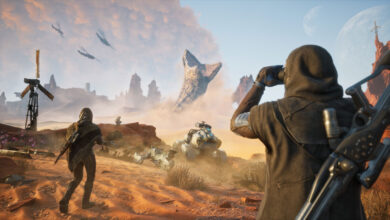 dune awakening character looking at sandworm