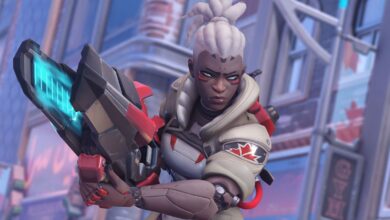 Freja aiming crossbow in Overwatch 2